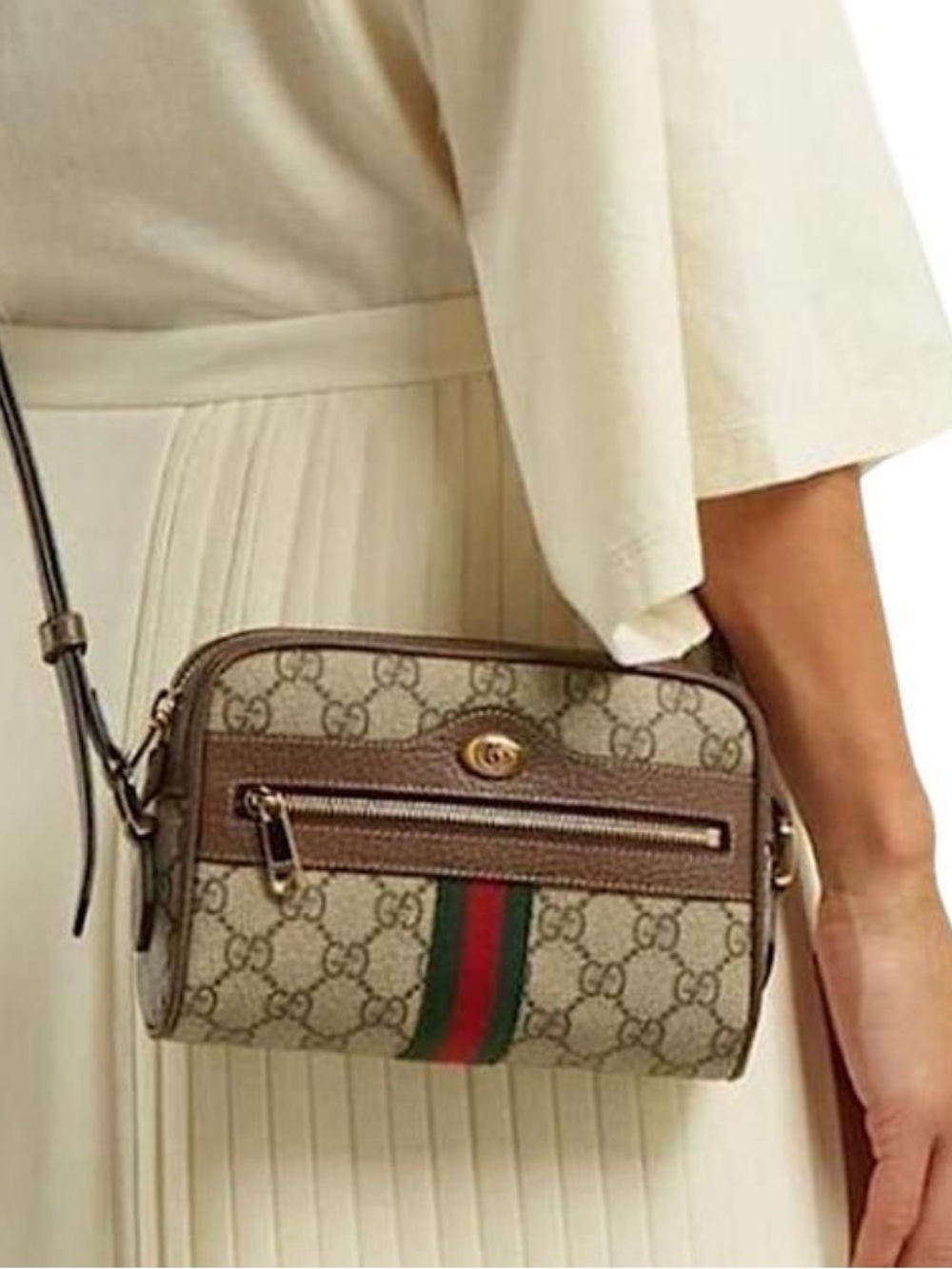Gucci GG Supreme Monogram Web Mini Ophidia Shoulder Bag
